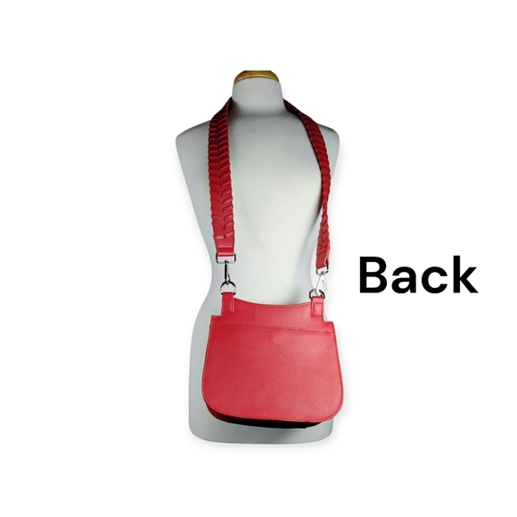 Red Braided Strap Crossbody Bag Chrome Hardware - Picture 4 of 16